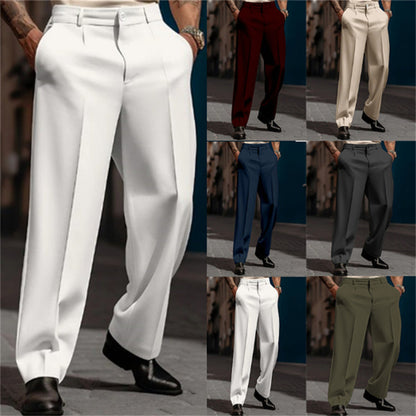 Men’s Straight Fit Suit Pants – Breathable Casual Formal Trousers