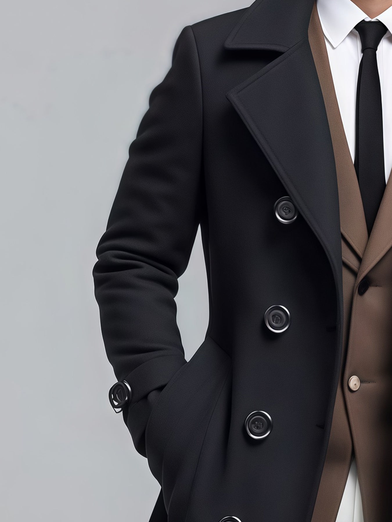 Chaqueta 3 en 1 de hombre de largo medio – Abrigo cruzado