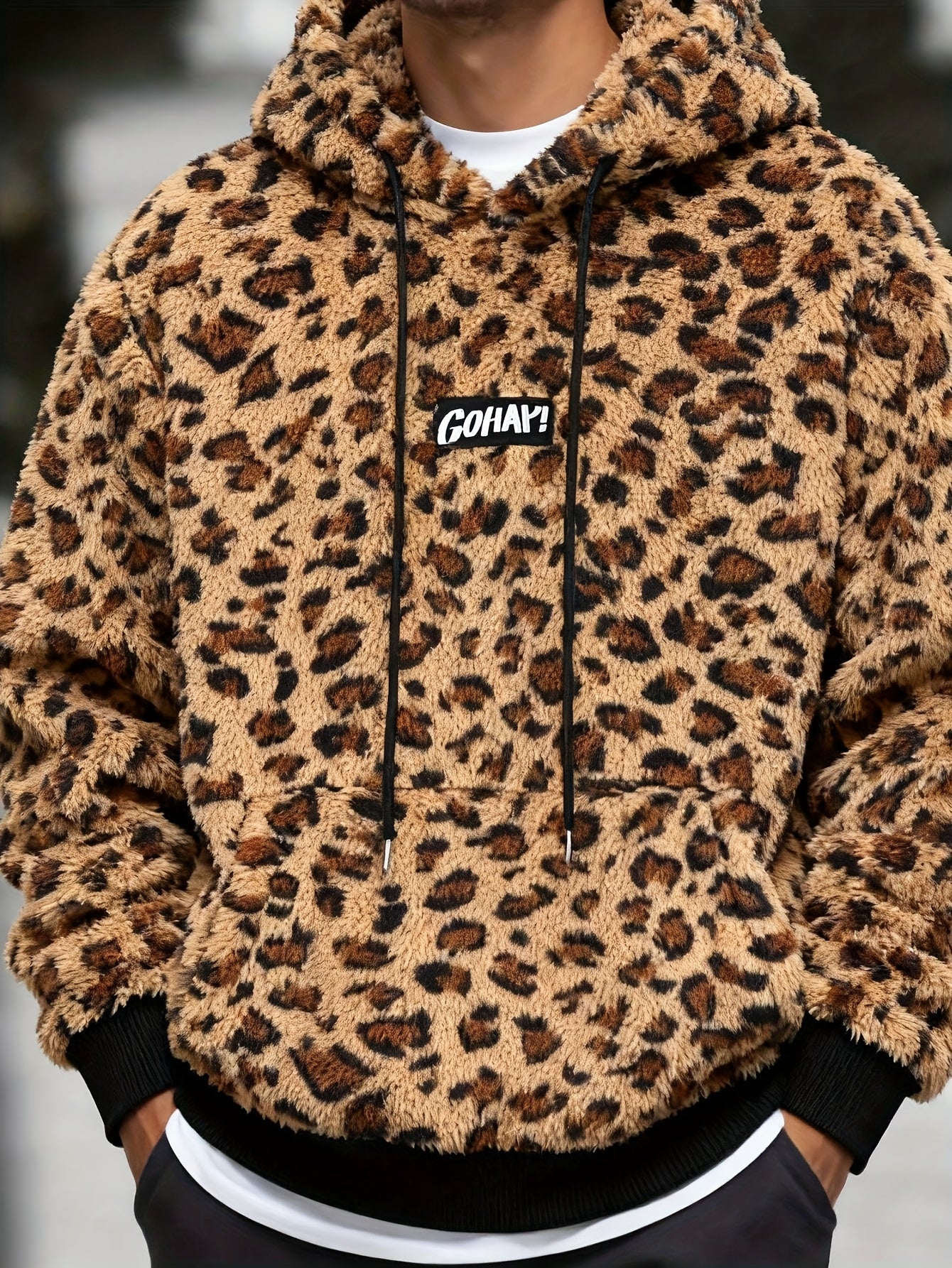 Sweat à Capuche Imprimé Léopard Homme – Sweat-shirt Doux Tendance Streetwear
