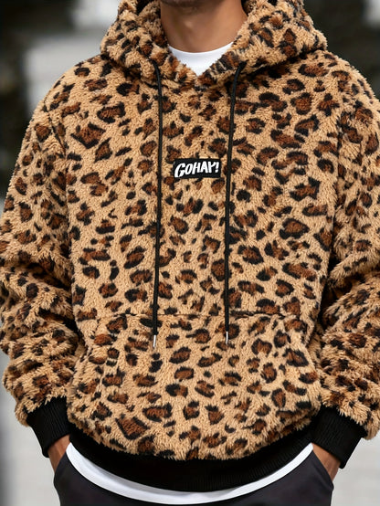 Sweat à Capuche Imprimé Léopard Homme – Sweat-shirt Doux Tendance Streetwear