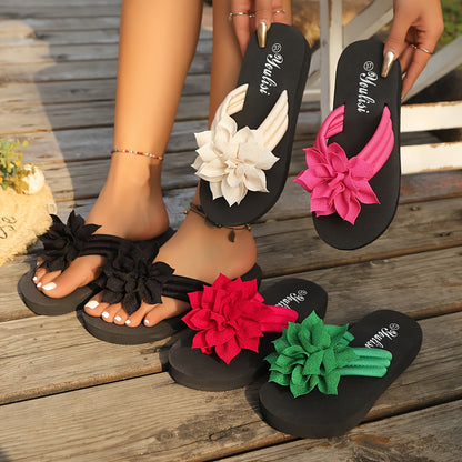 Women’s Wide Fit Floral Sandals – Flat Casual Flip Flops