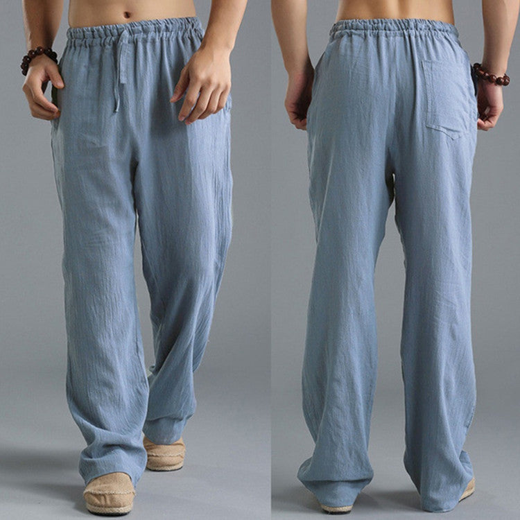 Pantalones de Lino Transpirables para Hombre – Pantalones Deportivos Casuales de Corte Holgado