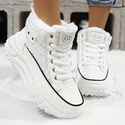 Botas de nieve forradas de felpa para mujer - Zapatos de invierno antideslizantes con suela de PVC