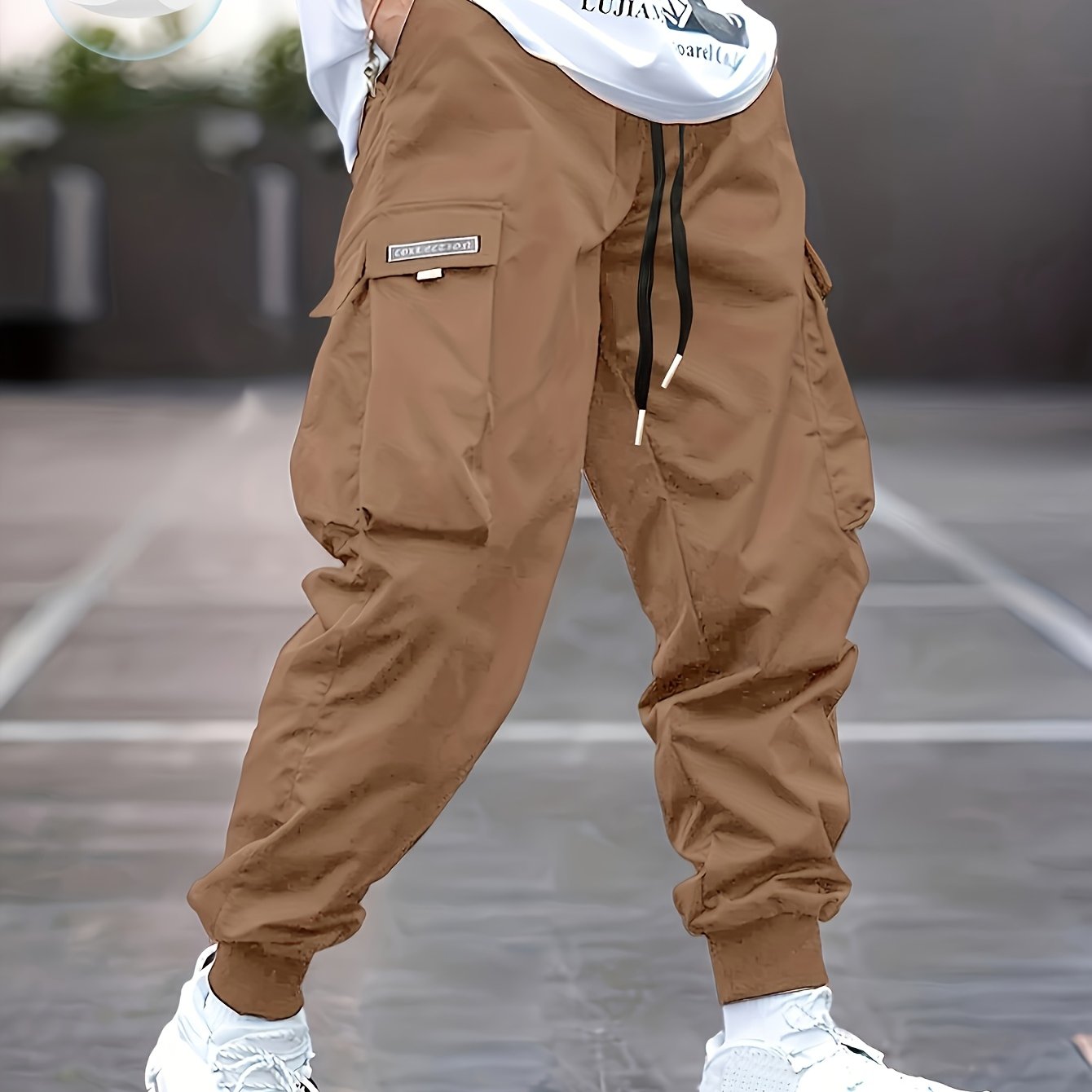 Men’s Olive Cargo Pants – Lightweight Multi-Pocket Streetwear Trousers